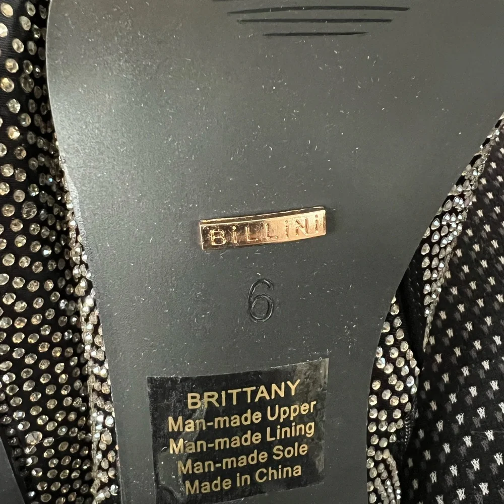 BILLINI- BRITTANY BLACK SATIN-RHINESTONE BOOTIE SIZE 6